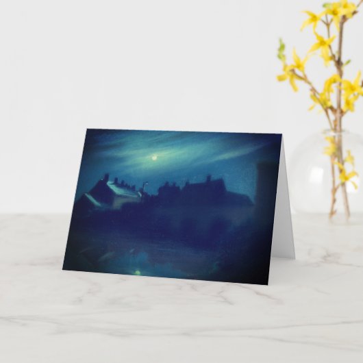 Huizen in het maanlicht van Andreas: Blank Kaart (Gele Bloem)