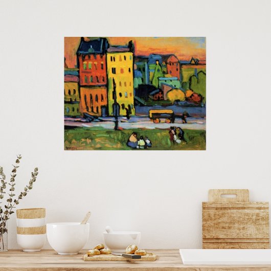 Huizen in München door Kandinsky Poster (Keuken)