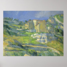Huizen in Provence van Paul Cezanne, Vintage Kunst Poster