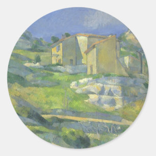 Huizen in Provence van Paul Cezanne, Vintage Kunst Ronde Sticker