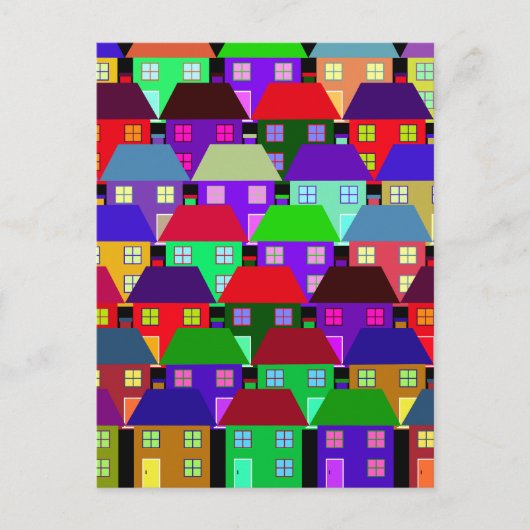 HUizen KLEURRIJK THUIS GEMEENSCHAP Briefkaart (Voorkant)