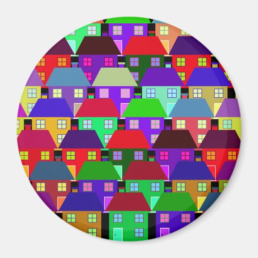 HUIZEN KLEURRIJK THUIS GEMEENSCHAP MAGNEET (Voorkant)