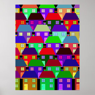 HUIZEN KLEURRIJK THUIS GEMEENSCHAP POSTER