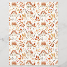 Huizen, kleurrijke bladeren patroon plakboek papie