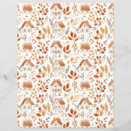 Huizen, kleurrijke bladeren patroon plakboek papie