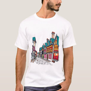 Huizen met gloeiende ramen t-shirt