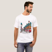 Huizen met gloeiende ramen t-shirt (Voorkant volledig)