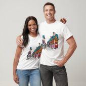 Huizen met gloeiende ramen t-shirt (Unisex)