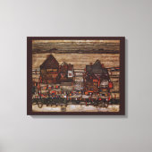 Huizen met wasgoed van Egon Schiele Canvas Afdruk (Voorkant)