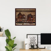Huizen met wasgoed van Egon Schiele Poster (Thuiskantoor)
