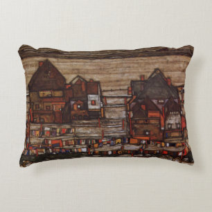 Huizen met Wasserij door Egon Schiele Decoratief Kussen