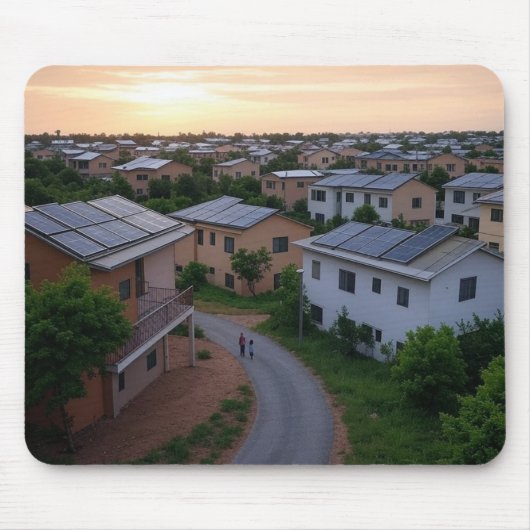 Huizen met zonnepanelen muismat (Voorkant)