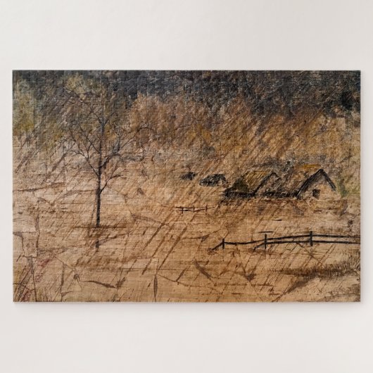 huizen onder regenkraakbeen legpuzzel (Horizontaal)