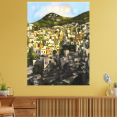 Huizen op de heuvelhelling - Abstracte kunst Fethi Canvas Afdruk (Insitu (Woonkamer))