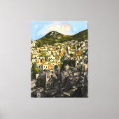 Huizen op de heuvelhelling - Abstracte kunst Fethi Canvas Afdruk (Voorkant)