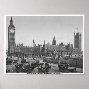 Huizen van het Parlement C1895, Vintage Londen Poster
