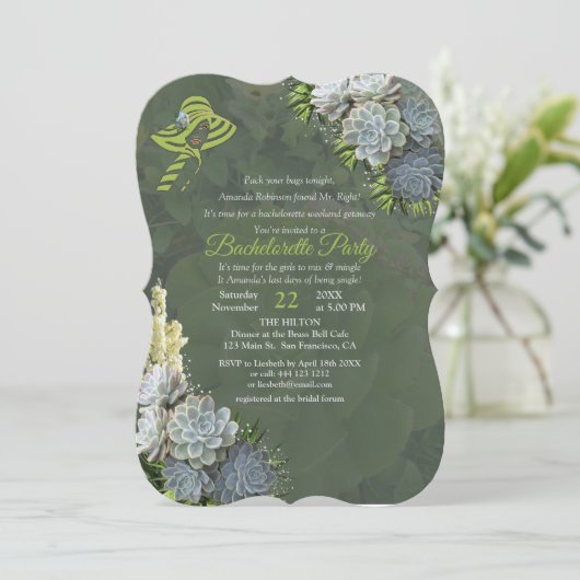 Huizen van Strand Groen & Succulent Bachelorette P Kaart (Staand voorkant)