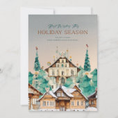  huizen versierd met kerstsymbolen kaart (Voorkant)