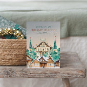  huizen versierd met kerstsymbolen kaart