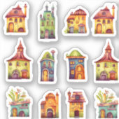 Huizen Whimsical Sticker (Voorkant)