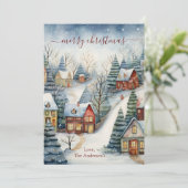 huizen Winter Prachtige Land Christmas Feestdagenkaart (Staand voorkant)