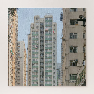 huizen, wolkenkrabbers, hong kong, puzzel, stad, legpuzzel