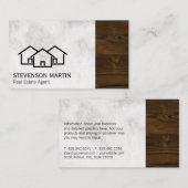 Huizenpictogram | Marmer | houtnerftrim Visitekaartje (Voorkant / Achterkant)