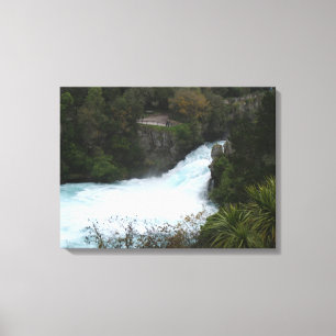 Huka Falls bij Lake Taupo Nieuw-Zeeland Canvas Afdruk