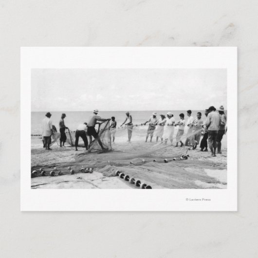 Hukilau Nets mannen Vist Surf foto Hawaï Briefkaart (Voorkant)