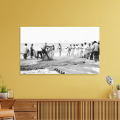 Hukilau Nets mannen Vist Surf foto Hawaï Canvas Afdruk (Insitu (Woonkamer))