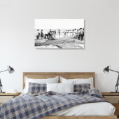 Hukilau Nets mannen Vist Surf foto Hawaï Canvas Afdruk (Insitu (Slaapkamer))