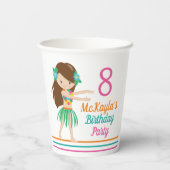 Hula Birthday Girl Cute Custom Luau Party Papieren Bekers (Achterkant)