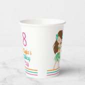 Hula Birthday Girl Cute Custom Luau Party Papieren Bekers (Links)