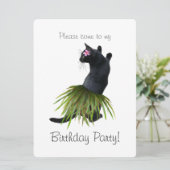 Hula Cat Birthday Party Invitation Kaart (Staand voorkant)