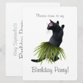 Hula Cat Birthday Party Invitation Kaart (Voorkant / Achterkant)