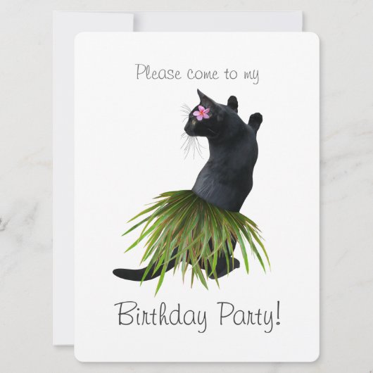 Hula Cat Birthday Party Invitation Kaart (Voorkant)