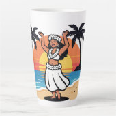 Hula dance beach party sunset tropical island art latte mok (Voorkant)