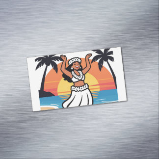Hula dance beach party sunset tropical island art magnetisch visitekaartje