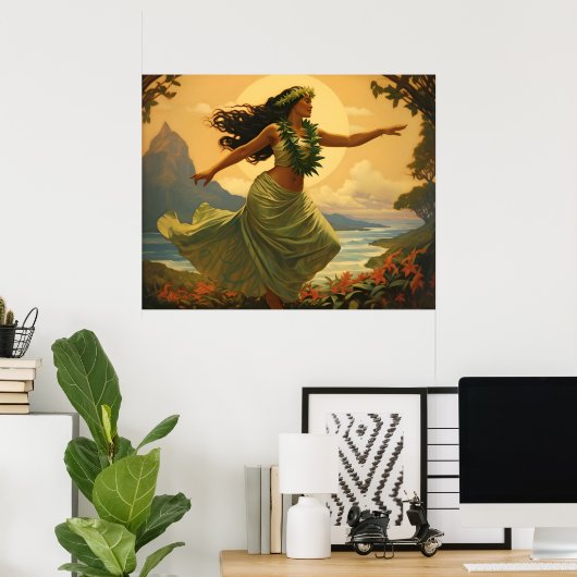 Hula Dance Hawaiian Vrouw Reizen Poster (Thuiskantoor)