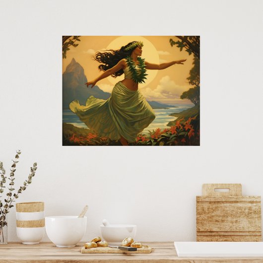  Hula Dance Hawaiian Vrouw Reizen Poster (Keuken)