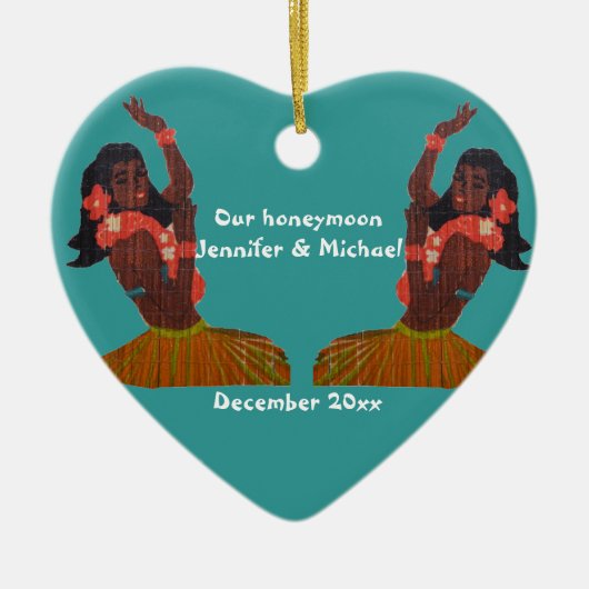 Hula Dancer Aloha Honeymoon Souvenir Keramisch Ornament (Voorkant)