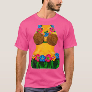 Hula Dancer Body Lei Flowers Coconut Grass skirt T-shirt