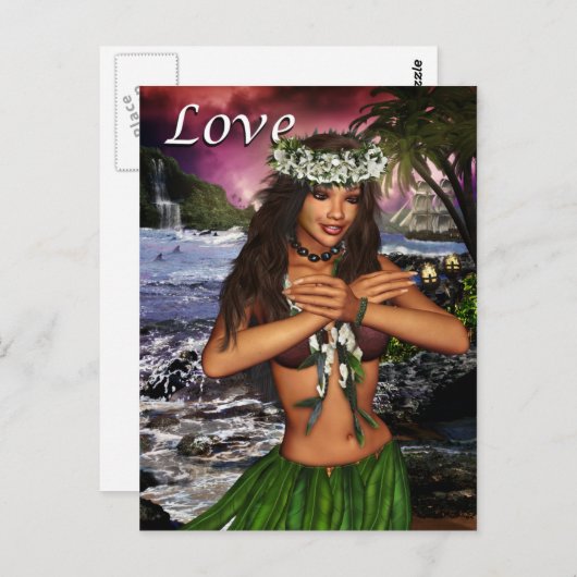 Hula Dancer Briefkaart (Voorkant / Achterkant)