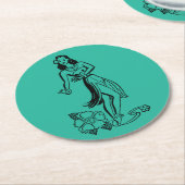  Hula Dancer Drawing Tiki Bar of Luau Ronde Kartonnen Onderzetter (Gebogen)