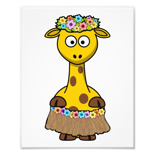 Hula Dancer Giraffe Cartoon Foto Afdruk (Voorkant)