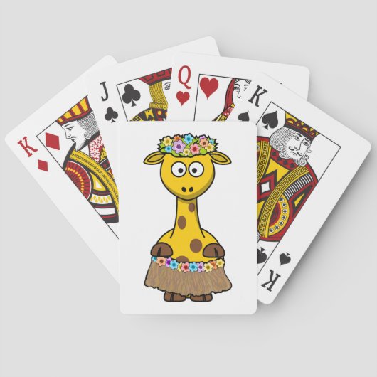 Hula Dancer Giraffe Cartoon Pokerkaarten (Achterkant)