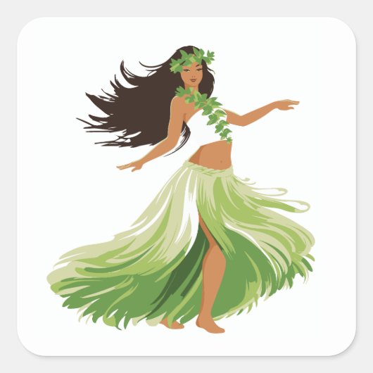 Hula Dancer Grass Rok Hawaiiaanse Sticker (Voorkant)