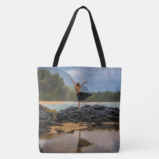 Hula Dancer Lumaha'i Beach, Hawaiian Beach Bag Tote Bag (Voorkant)