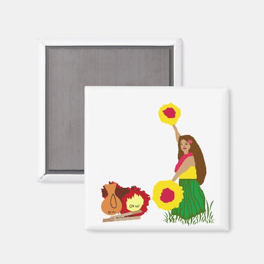 Hula Dancer met haar Hawaiian Instruments magneet (Voorkant / Achterkant)