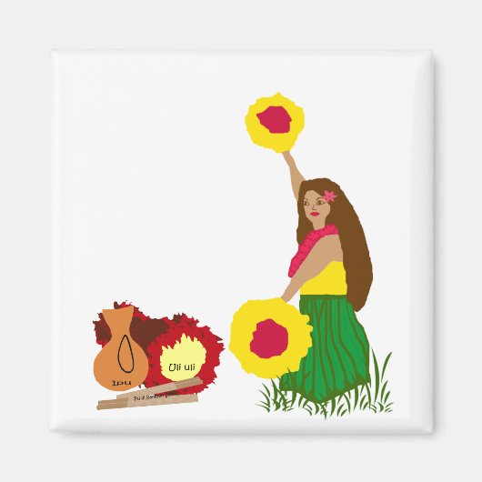 Hula Dancer met haar Hawaiian Instruments magneet (Voorkant)